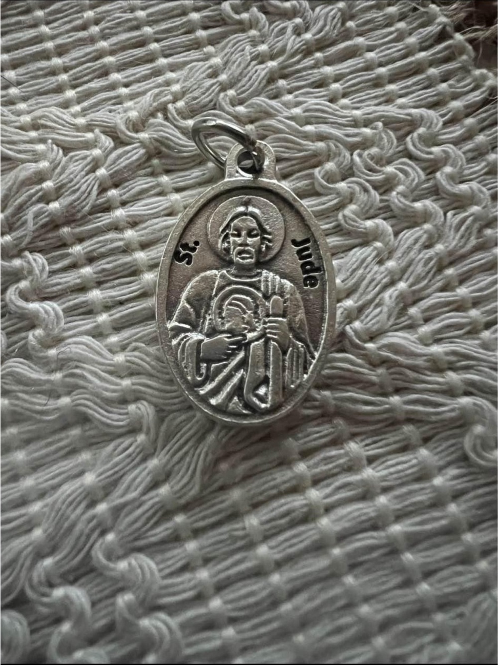 St. Jude Silver Religious Medal Pendant - Silver Tone